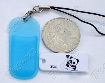 U盤工廠直銷烤漆防水防塵熊貓U盤(帶藍/粉紅色硅膠套)